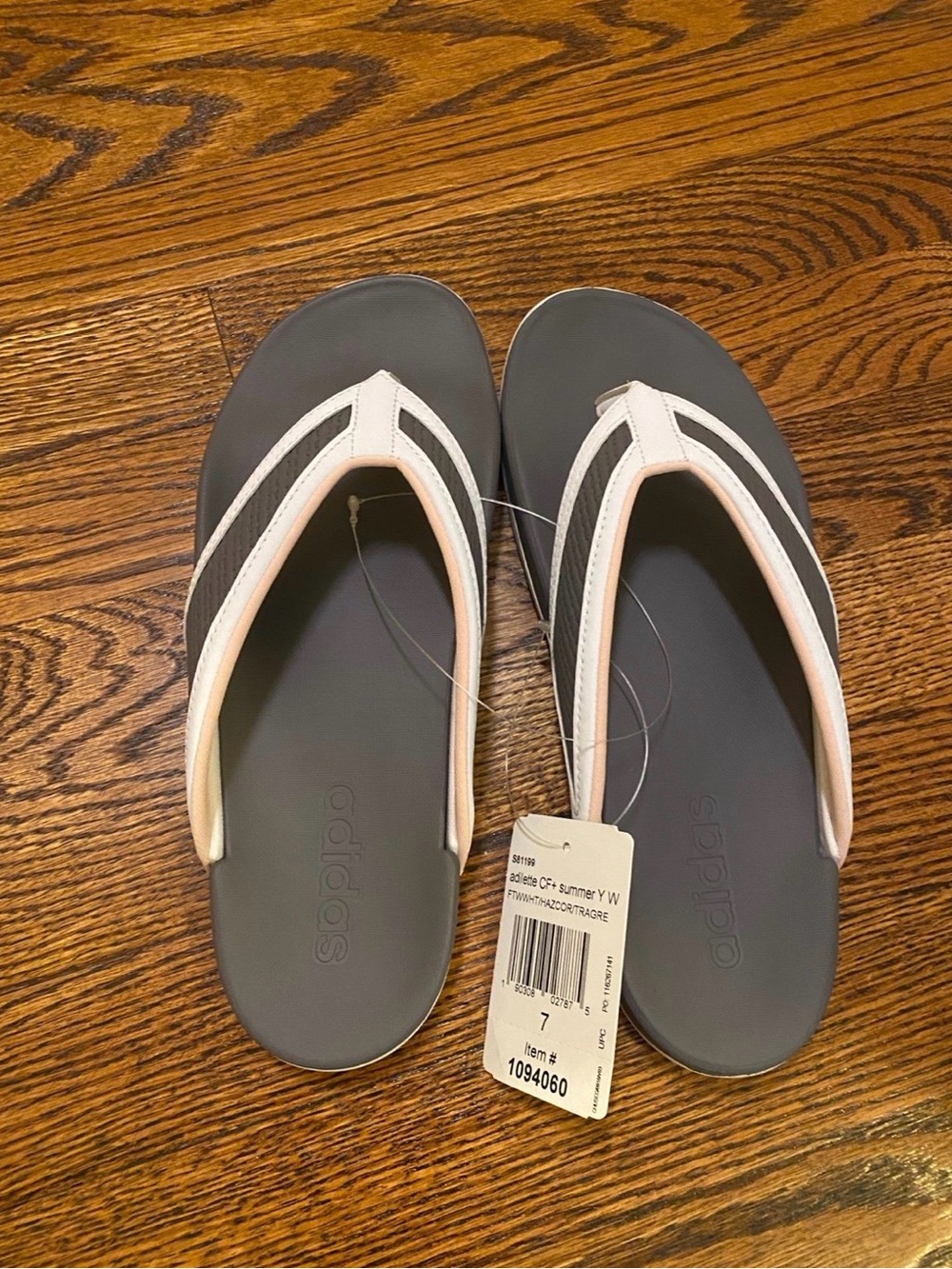adidas Women’s Gray and White Flip-Flop Sandals